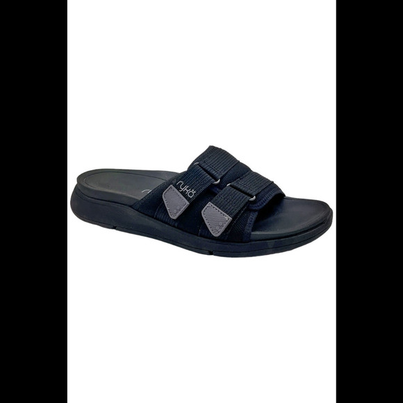 Ryka Adjustable Slide Sandals with Re-Zorb Tribute Black - Wide - Picture 1 of 3